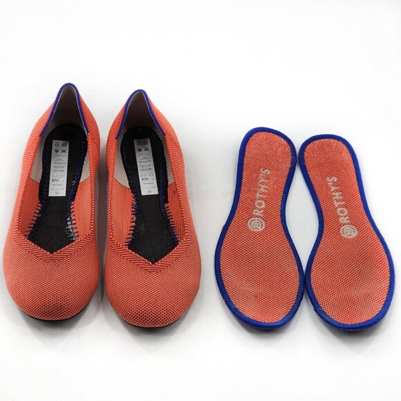 ROTHY'S Retired Marina Stripe Orange Persimmon Ballet Flats - Picture 6 of 7